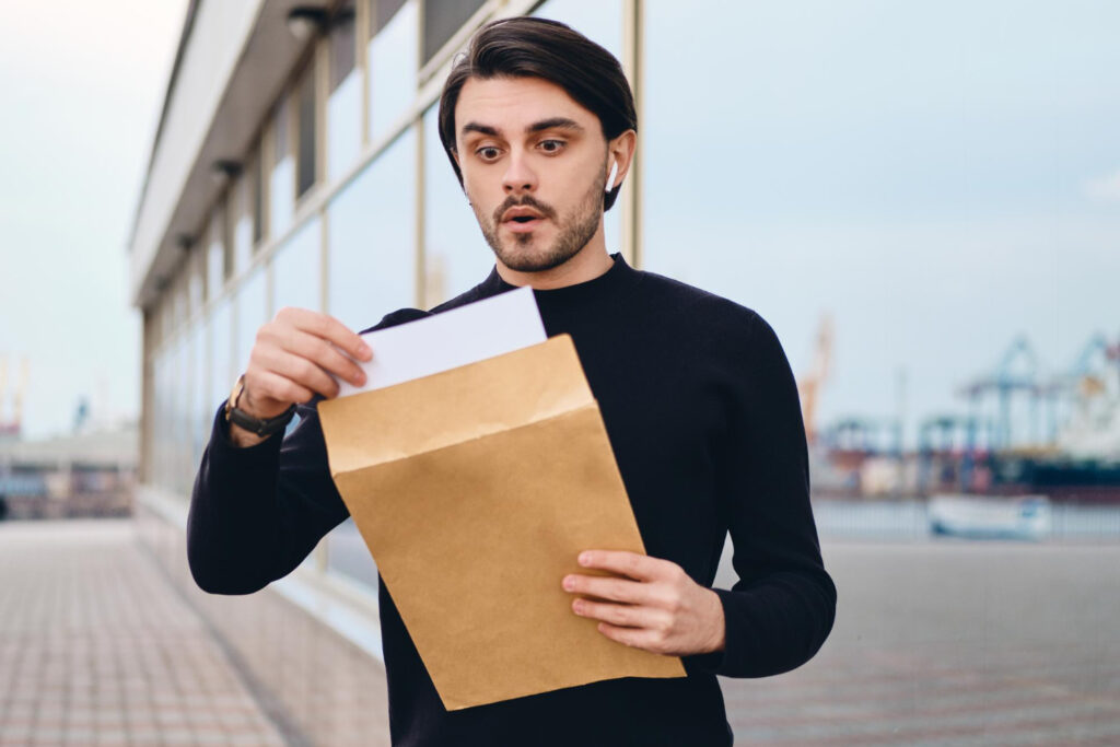 Pessoa olhando para a câmera antes de pegar um empréstimo pessoal